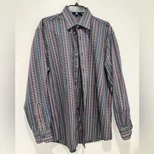 Visconti Black Men’s Multicolored Dress Shirt Size L